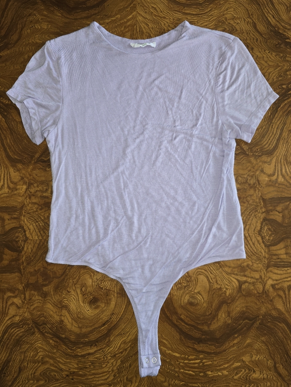 Double Zero Lavender Short Sleeve Crew Neck Bodysuit Size Large